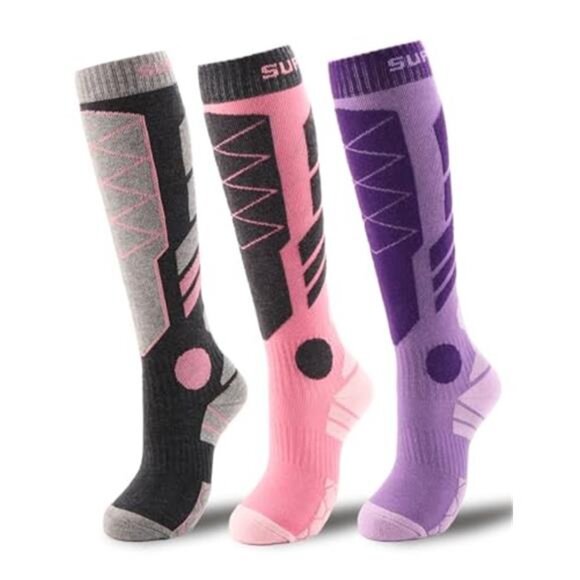 3 Pairs Unisex Merino Wool Ski Socks Thermal Winter Knee High Socks